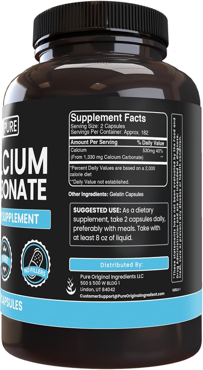 Pure Original Ingredients Calcium Carbonate No Magnesium Or Rice Fillers Always Pure Lab Verified