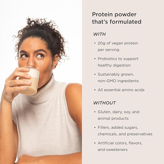 JSHealth Vegan Pea Protein Powder with Probiotics - Vanilla Bean Flavor - Gluten Free Non GMO Plant Based Protein Drink Mix 300g