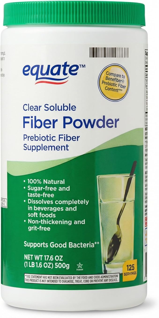 Fiber Powder 17.6 oz - 125 Servings Daily Fiber Soluble Supplement Powder Unflavored Easy Blend for Foods and Beverages