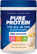Pure Protein All-In-One Powder Vanilla - Whey &amp Collagen High Fiber Vitamins No Added Sugar Non-GMO Gluten-Free 1.25lb