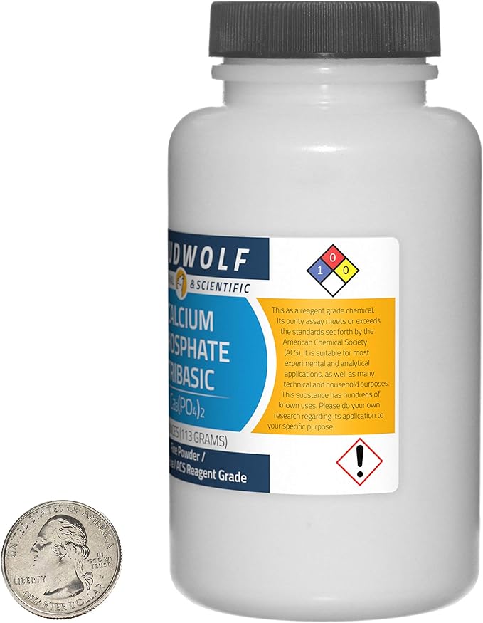 Calcium Phosphate Tribasic / 12 Ounces / 3 Bottles / 99.9% Pure ACS Reagent Grade/Fine Powder