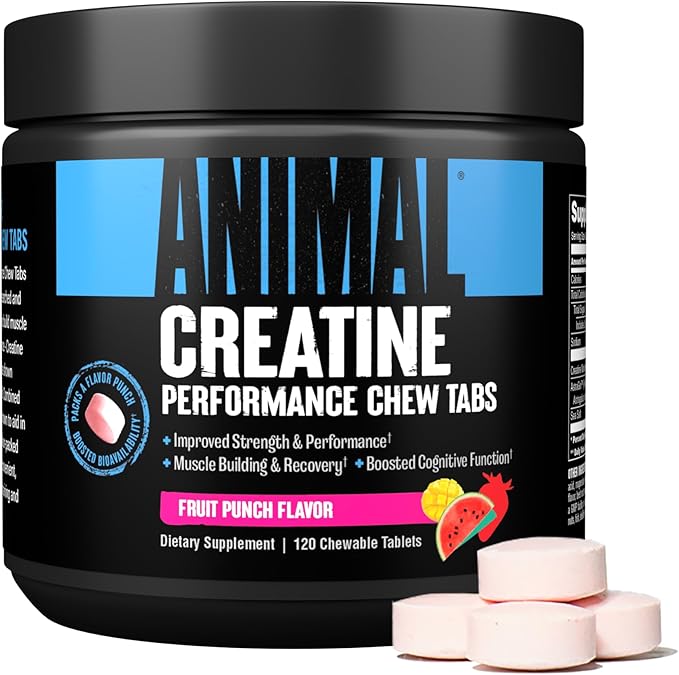 Animal Whey Isolate Whey Protein Powder – Isolate Loaded for Post Workout and Recovery &amp Creatine Chews Tablets - Enhanced Creatine Monohydrate with AstraGin to Improve Absorption