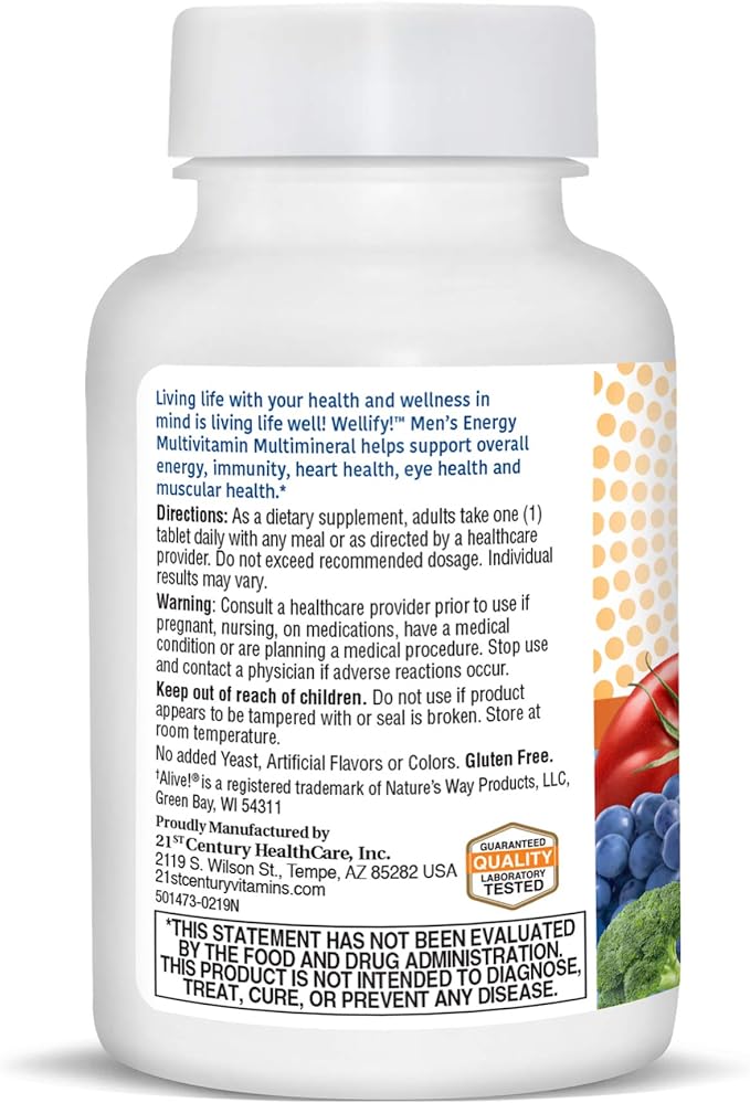 21st Century Wellify Men's Energy Multivitamins with Minerals 65 Count (Pack of 2)