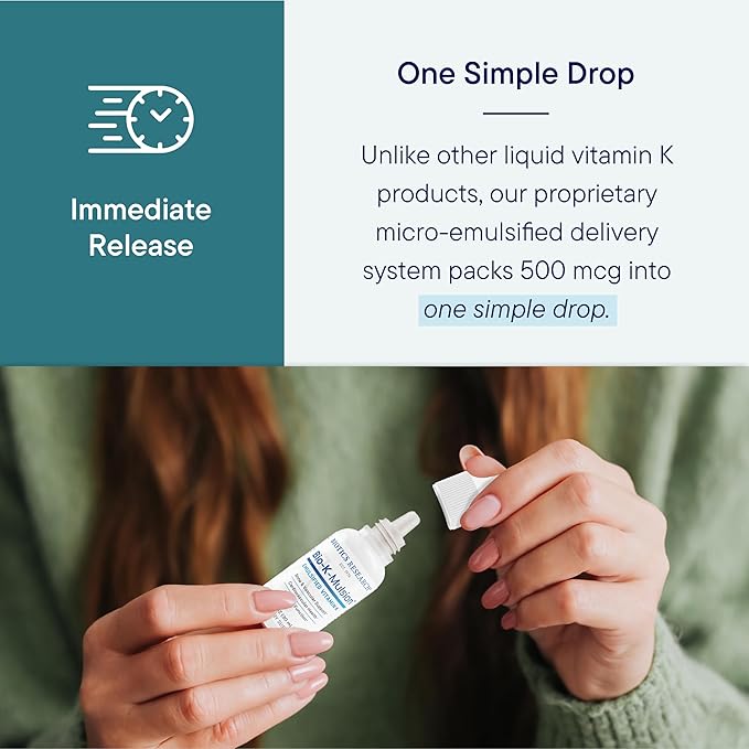 Biotics Research Bio K Mulsion Liquid Vitamin K Drops - 500 mcg/S - Vitamin K1 phytonadione for Adults - VIT K Supplement - Strong Bones Heart Health Blood Clotting Support 1 fl oz