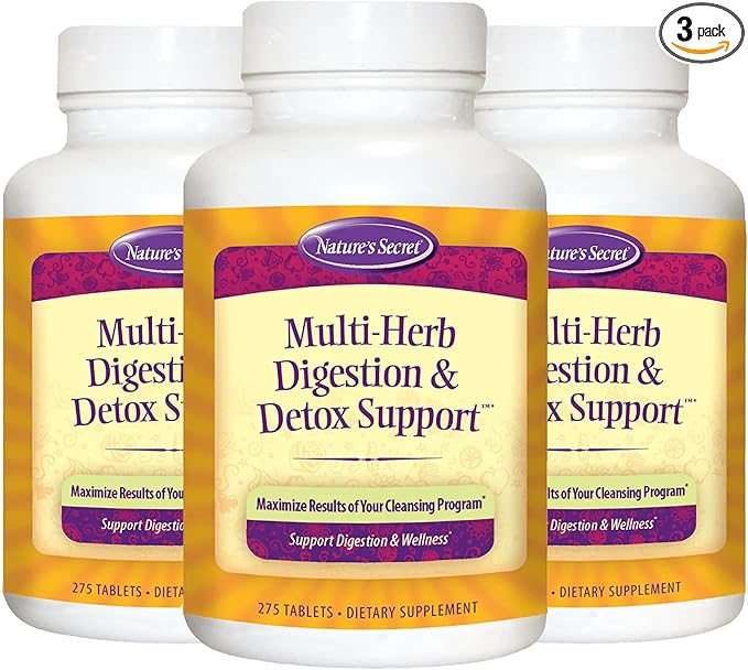 Nature's Secret Multi-Herb Digestion &amp Detox Support - 275 Tablets - 3 Pack