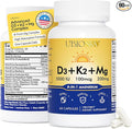 UBIOSKA Vitamin D3 K2 Magnesium Supplement – 5000 IU D3 + MK-7 K2 with 8-Form Magnesium (Glycinate Taurate Malate) for Calm Sleep Stress Relief Mood Balance &amp Strong Bones – 60 Capsules