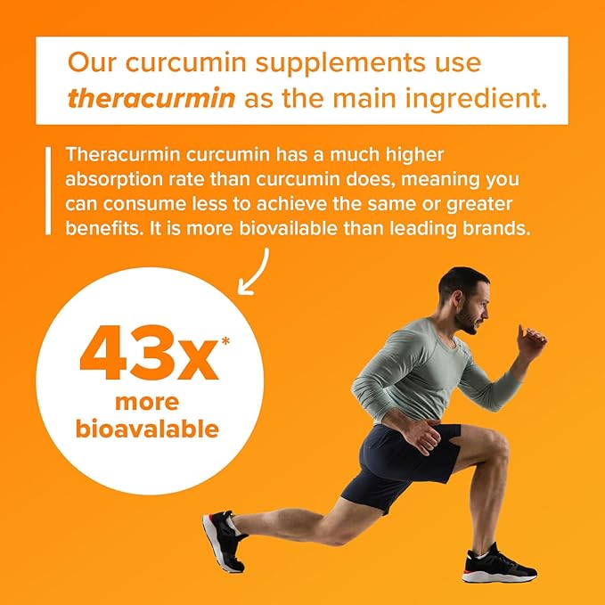 Theracurmin Turmeric Curcumin Supplement 60 Count High Absorption Turmeric &amp Curcumin -Joint Support Supplement - 42.6X More Bioavailablity