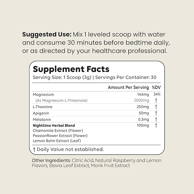 DREAM Sleep Aid Powder | Magnesium L-Threonate Apigenin &amp Theanine | 2400mg 7-Ingredient Non-Habit Forming and Natural Sleep Aids for Adults | Deep Sleep Super Calm &amp Stress Relief