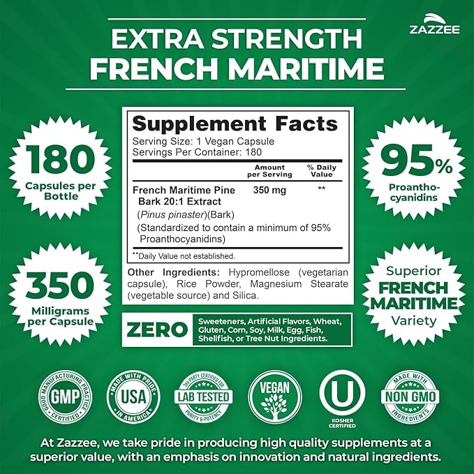 Zazzee Organic Nettle Leaf and French Maritime Pine Bark Extract Capsules | 20:1 Stinging Nettle Extract Plus French Pine Bark | Prostate Support Bundle