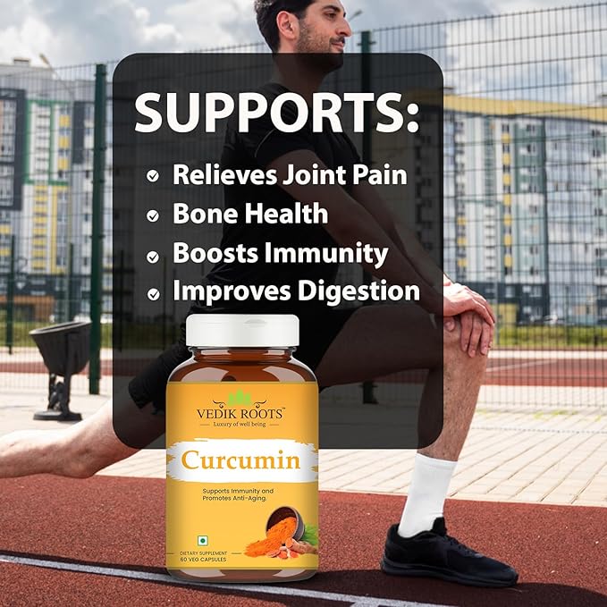 Curcumin Capsules - Antioxidant Properties | for Joint Comfort &amp Anti-Aging| Inflammation Relief | 60 Veg Capsules (60)