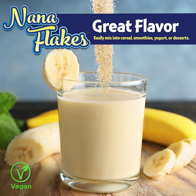 Nana Flakes 100% Pure Banana Flakes Medical Food Powder - Decrease Fat Intake &amp Natural Remedy for Diarrhea &amp Heart Burn - Great Source of Protein&amp Fiber (100 Single-Serve Packs)