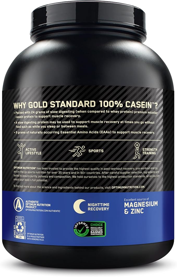 Optimum Nutrition Gold Standard 100% Micellar Casein Protein Powder Slow Digesting Helps Keep You Full Overnight Muscle Recovery Chocolate Peanut Butter 4 Pound (Packaging May Vary)