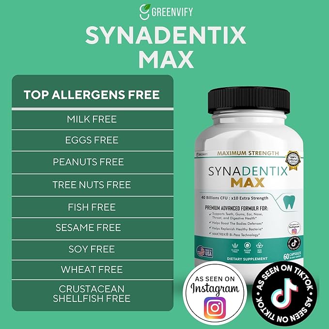 SynaDentix Max Probiotic Supplement 40 Billion CFU MAKTREK Bi-Pass Technology 60 Capsules 30-Day Supply (5)
