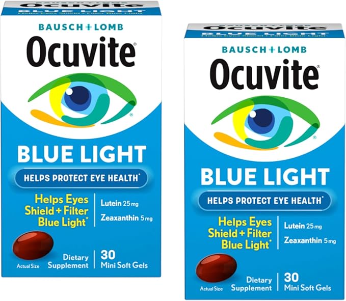 Bausch + Lomb Ocuvite Blue Light Lutein 25mg Lutein &amp Zeaxanthin Supplement 30 Softgels (Pack of 2)
