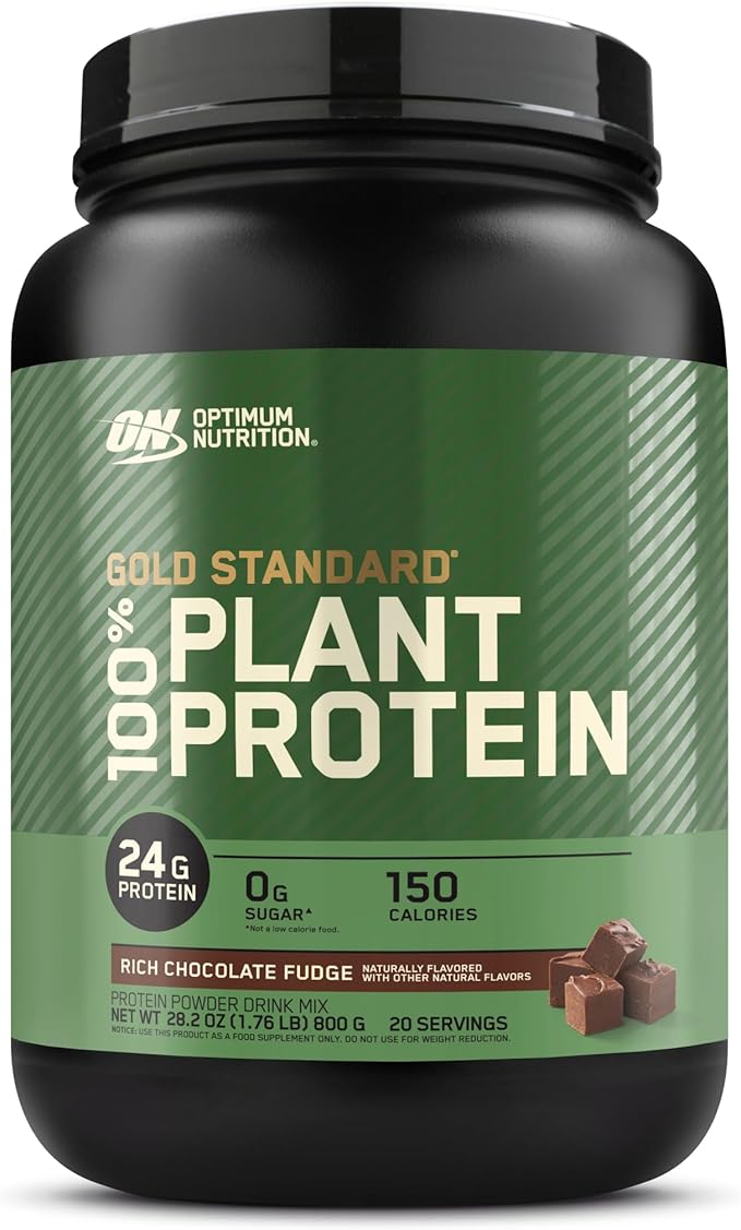 Optimum Nutrition Gold Standard 100% Plant Based Protein Powder Gluten Free Vegan Protein for Muscle Support and Recovery with Amino Acids - Rich Chocolate Fudge 20 Servings (Packaging May Vary)