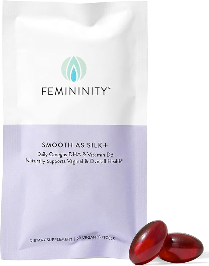 Femininity Smooth as Silk+ 30-Day Refill for Vaginal Dryness (60 Softgels) – Blend of Sea Buckthorn Oil Vitamin D3 and Plant-Based Omega-3 DHA