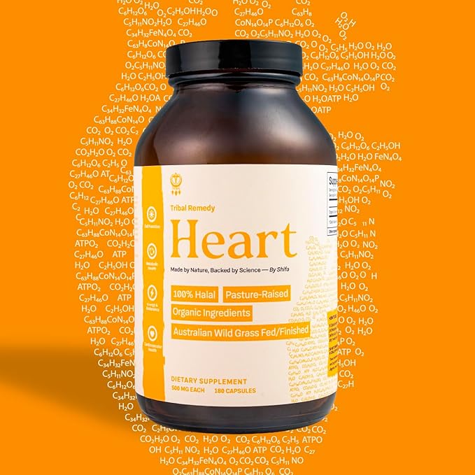 Pure Australian Beef Heart Supplement (Capsules) – Halal Organic Grass-Fed – Rich in CoQ10 B Vitamins and Essential Nutrients – Dehydrated – 180 Capsules