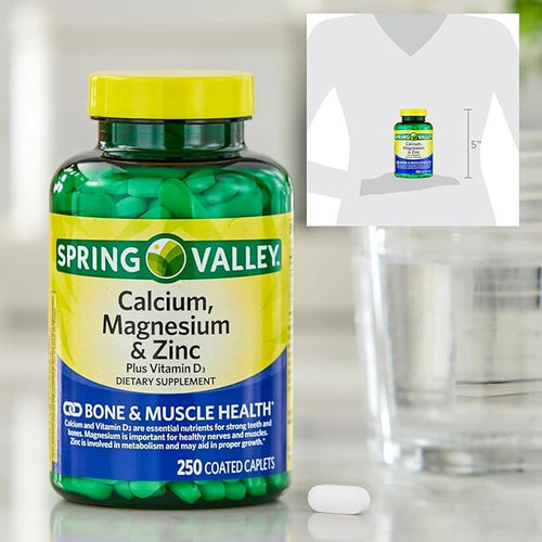 250 Count of Calcium Magnesium Zinc + Vitamin D3 Supplement – Bone &amp Muscle Support – 250 Caplets – Gluten Free nnh with Exclusive Vitamin &amp Mineral Guide
