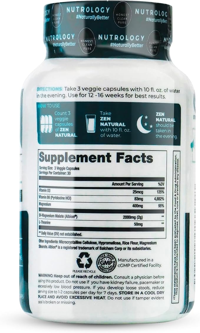 Nutrology TRIPACT Protein Powder 7-in-1 Meal Replacement Shake Creamy Chocolate Flavor (20 Servings) Zen Natural Magnesium Supplement (30 Servings)