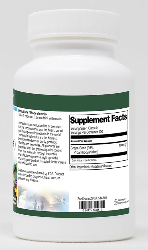 Grape Seed Extract (95% Proanthocyanidins) - 100 mg (100 Capsules ZIN: 514845) - 3 Pack