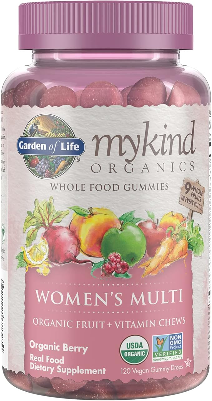 Garden of Life Organics Women's Gummy Vitamins - Berry - Certified Organic Non-GMO Vegan &amp Organics Men 40+ Gummy Vitamins 40+Multi Berry 120 Count