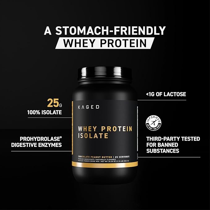Kaged Whey Protein Isolate Powder | Chocolate | 100% Pure Low Lactose Whey | Post Workout Recovery Drink | Supports Muscle Building | Supplements for Men &amp Women | 41 Servings