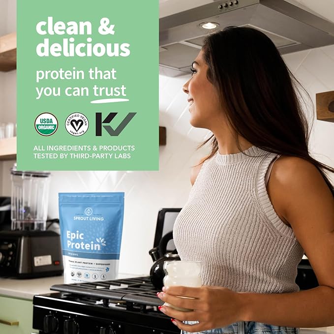 Plant Based Protein &amp Superfoods Powder Original Unflavored | Organic Protein Powder Vegan Non Dairy Non-GMO Gluten Free Sugar Free Perfect Keto Drink Mix (1 lb)