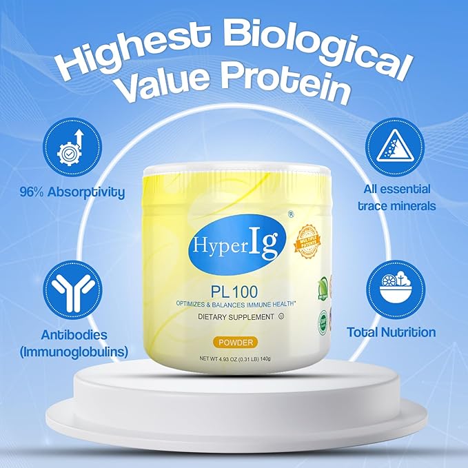 PL-100 Egg Protein Powder Hyperimmune Egg Supplement 140g – Immune Support Digestive Wellness Energy &amp Muscle Strength Gluten-Free
