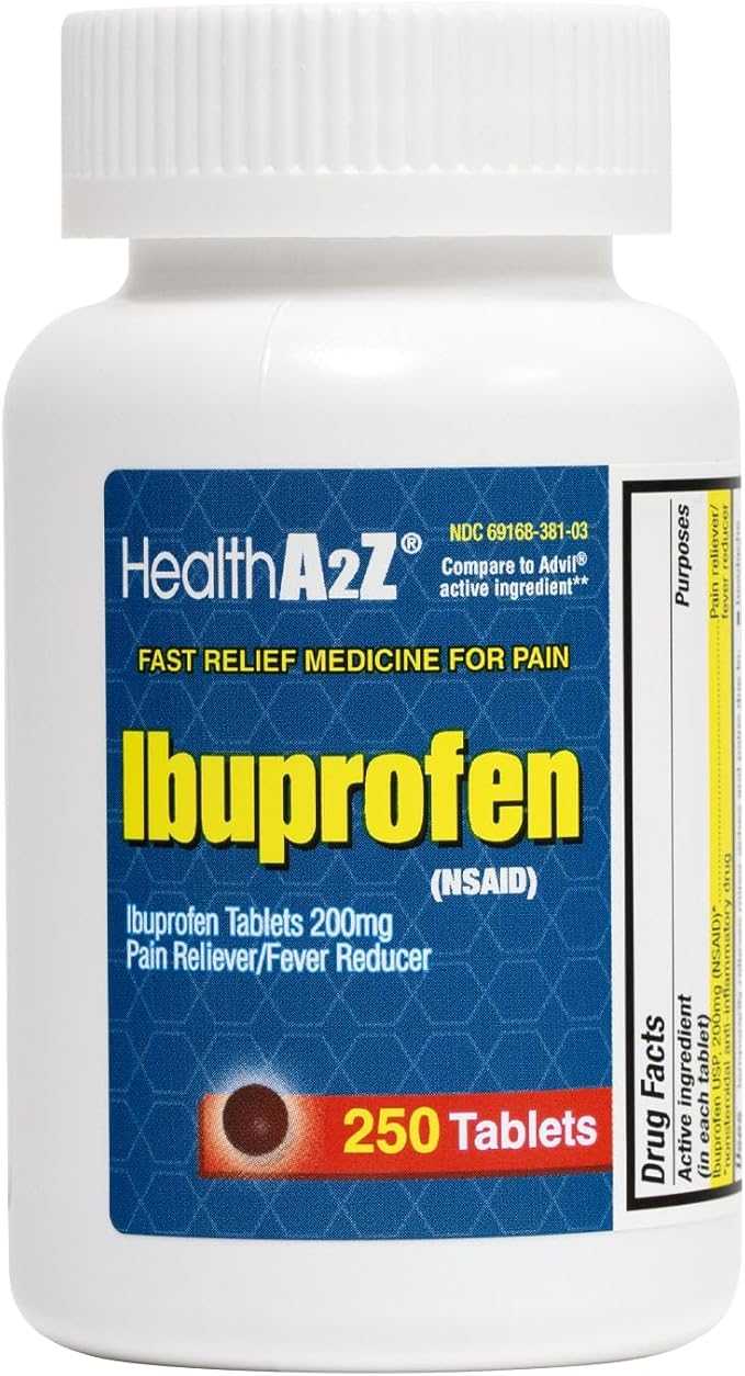 HealthA2Z® Total Home Relief &amp Vitality Bundle | Cold &amp Allergy Tablets (72 Count) + Ibuprofen 200mg (250 Count) + Vitamin D3 (5000 IU) + K2 MK-7 Softgels with Virgin Coconut Oil (90 Count)