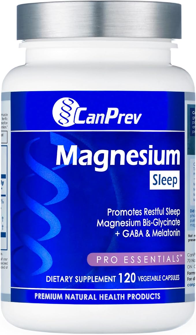 CanPrev Magnesium Bisglycinate Chelated + GABA &amp Melatonin 120 Veg Caps 120-Day Supply Support Restful Night Muscle Function Promote Relaxation &amp Balanced Sleep-Wake Cycle Vegan No GMO