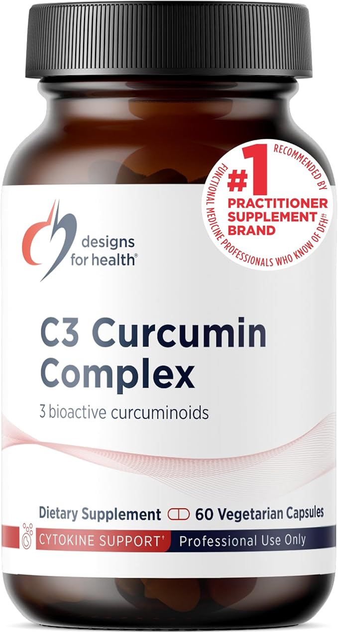 Designs for Health C3 Curcumin Complex - Highly Bioavailable Curcuminoid Turmeric Supplement 400mg with 3 Bioactive Curcuminoids - Non-GMO Gluten-Free + Vegetarian (60 Capsules)