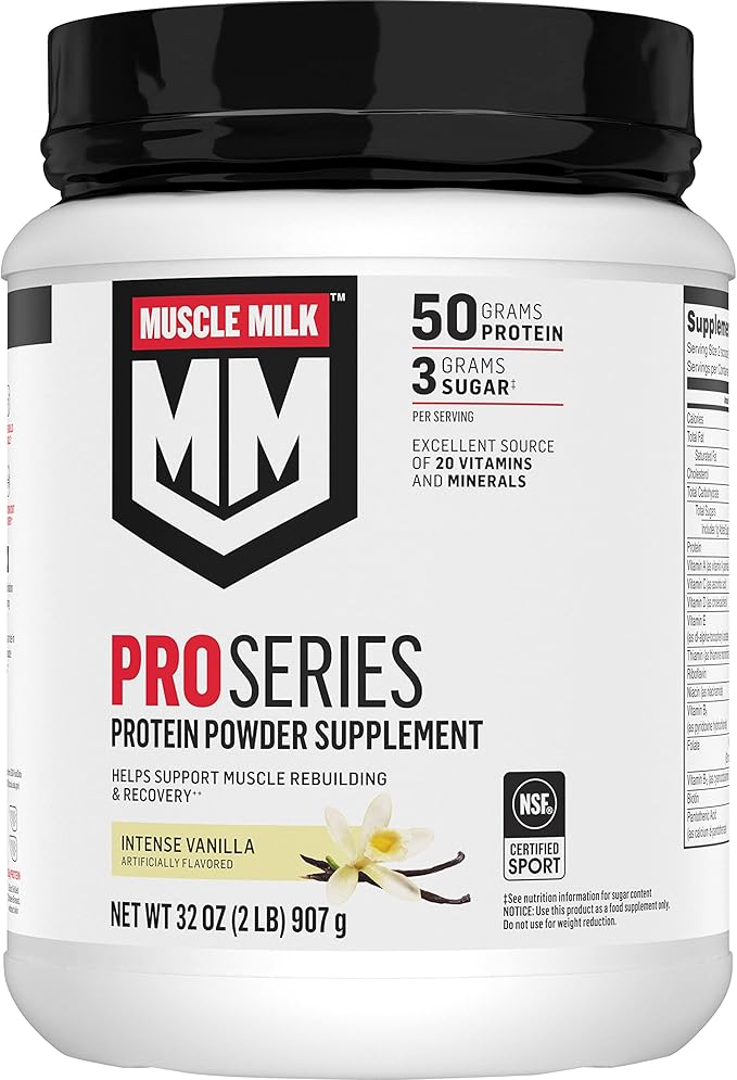 Muscle Milk Pro Series Protein Powder Supplement Intense Vanilla 2 Pound 11 Servings &amp Pro Series Protein Powder SupplementKnockout Chocolate2 Pound11 Servings50g Protein