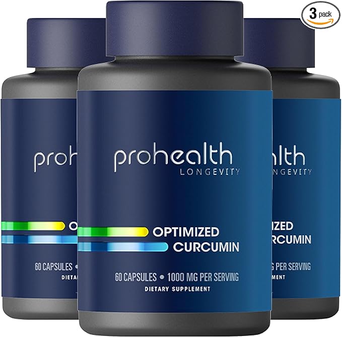 ProHealth Turmeric Curcumin Supplement: 285 Times More Bioavailable - Developed by Neuroscientists. 1000 mg Concentrated Longvida Curcumin Extract Per Serving (60 X 500mg Capsules Per Bottle) (3 Pack)