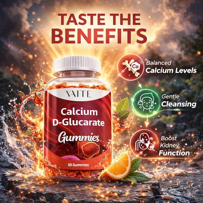 Calcium D-Glucarate Gummies 1000mg - CDG Cleanse Supplement for Men and Women Hormone Metabolism Balance &amp Menopause Supports Non-GMO Vegan Gluten Free Soy Free Supplements 60 Gummy Chewable
