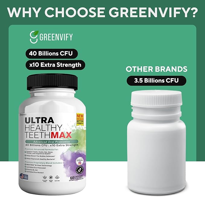 Ultra Healthy Teeth Max Probiotic Supplement 40 Billion CFU 60 Capsules Advanced Oral Health Formula (2)