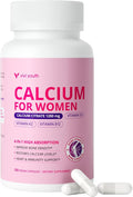 Calcium Supplements for Women - 4-in-1 Calcium 1200 mg with Vitamin D3 K2 B12 - High Absorption Calcium Citrate &amp Carbonate for Bone Density &amp Strength Non-GMO 120 Vegan Capsules