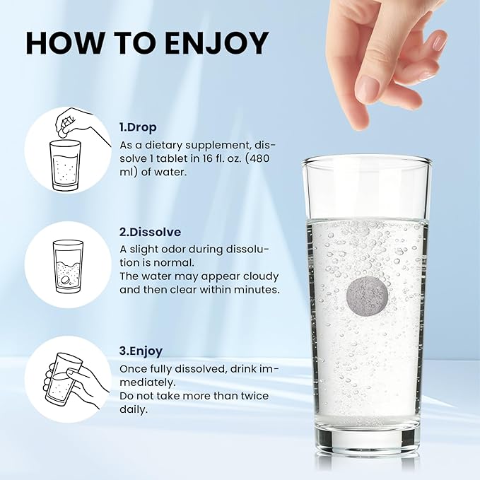 Hydrogen Water Tablets with Magnesium 12 PPM Hydrogen Tablets for Drinking Water H2 Molecular Tabs - Cellular Health Support Mental Clarity Rich in Antioxidants &amp Healthy Aging 120 Servings
