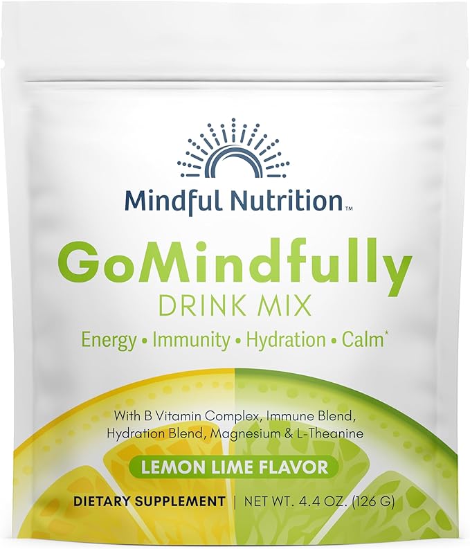 Mindful Nutrition GoMindfully Lemon Lime Super Calm Magnesium Powder Drink Mix for Hydration Recovery Immunity and Energy with Trace Minerals Essential Vitamins L-Theanine and B Vitamin Complex