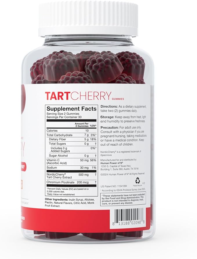 Humann Tart Cherry Gummies - Uric Acid Immunity Inflammation &amp Metabolic Health Support – NSF Certified Sport Powerful Antioxidant &amp Non-GMO - from Maker of SuperBeets - 60 Sugar-Free Vegan
