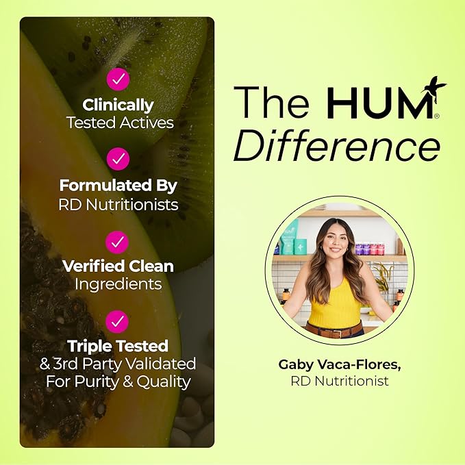 HUM Flatter Me Digestive Enzymes Plus Prebiotics &amp Probiotics Digestive Health Bloating Supplement for Women &amp Men Fast Acting Anti Bloat Pills Multi Enzyme for Debloating Vegan 60 Capsule