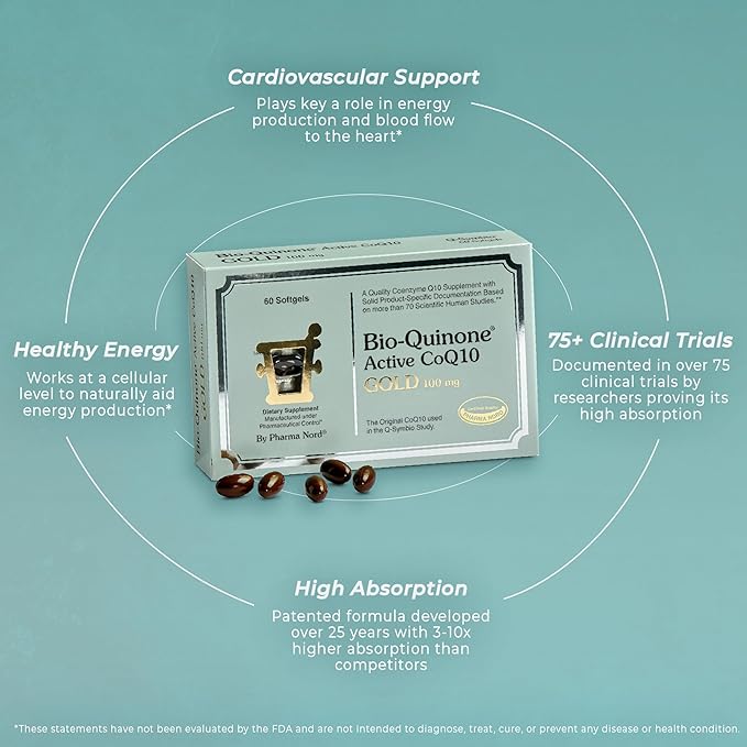 Pharma Nord Bio-Quinone Gold Coenzyme Q10 100mg | The Original CoQ10 | High Absorption Backed by Research | Essential Antioxidant for Energy Heart Health and Fertility Support* | 150 Softgels