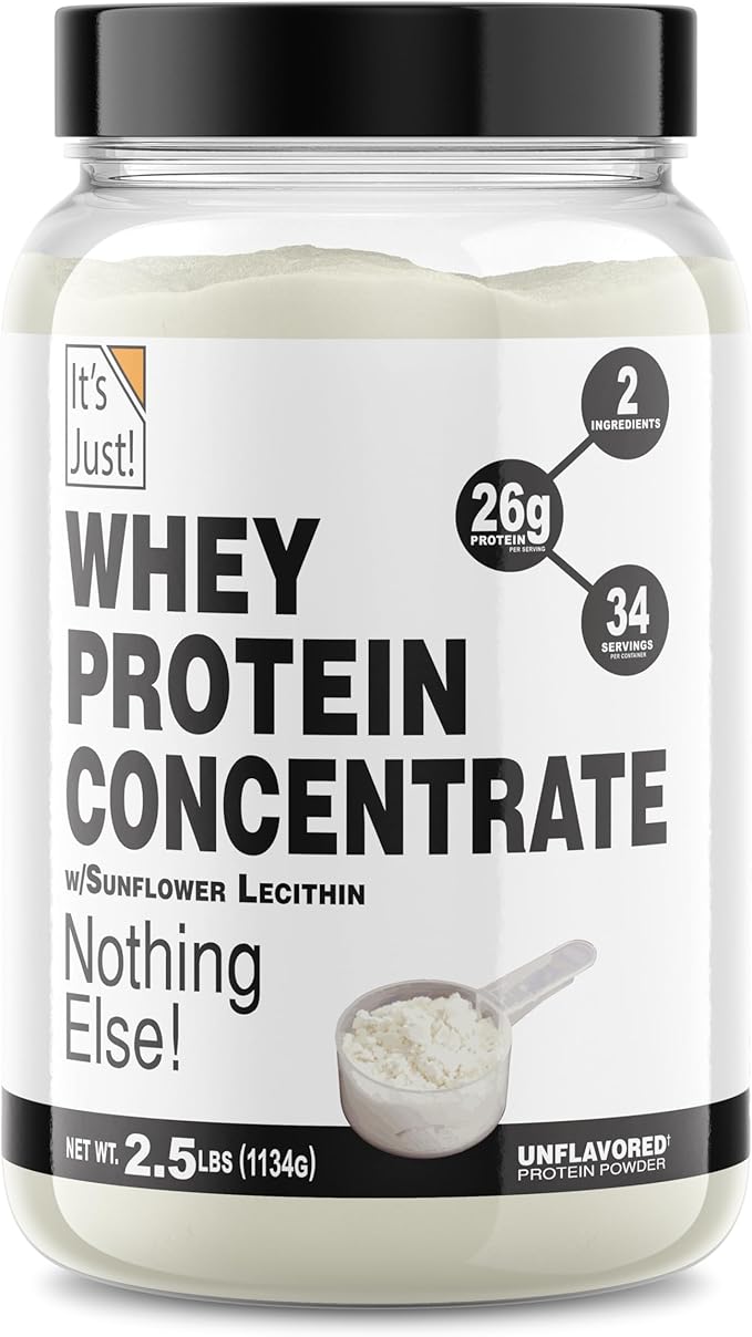 It's Just! - 100% Whey Protein Concentrate Made in USA Premium WPC-80 No Added Flavors or Artificial Sweeteners (2.5 Pound Unflavored)