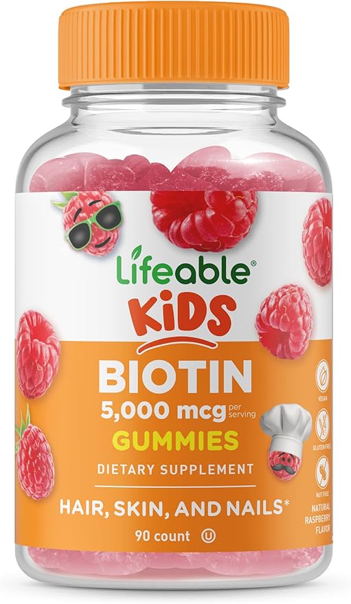 Lifeable Zinc Kids + Biotin Kids Gummies Bundle - Great Tasting Vitamin Supplement Gluten Free GMO Free Chewable Gummy