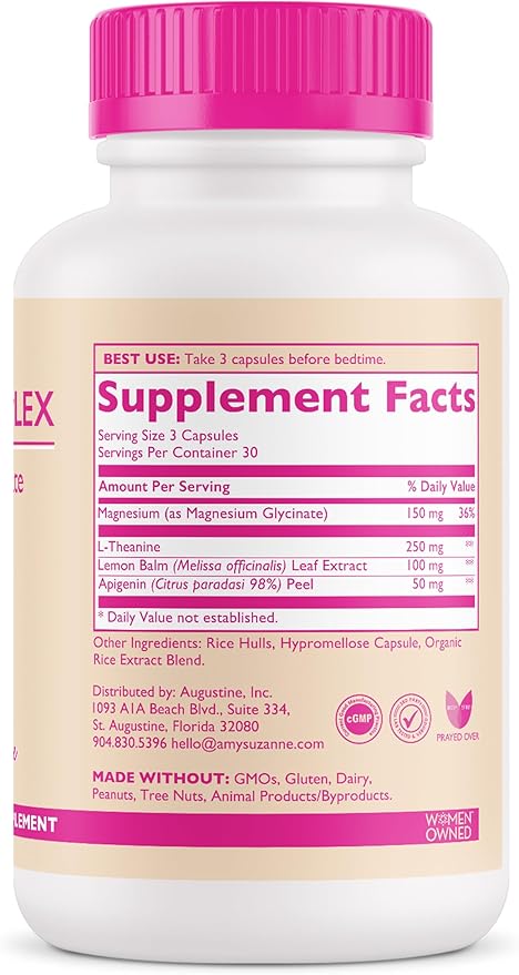 Magnesium Sleep Complex with L-Theanine and Lemon Balm - Melatonin-Free Sleep Support for Natural Calm and Relaxation - Magnesium Glycinate - 90 Capsules