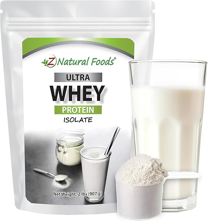Z Natural Foods Ultra Whey Protein Isolate Powder - Pure Unflavored Unsweetened Whey Protein Powder - Flavorless Whey Isolate with Vital Proteins for Fitness Sports Nutrition Immune Support 2 lbs