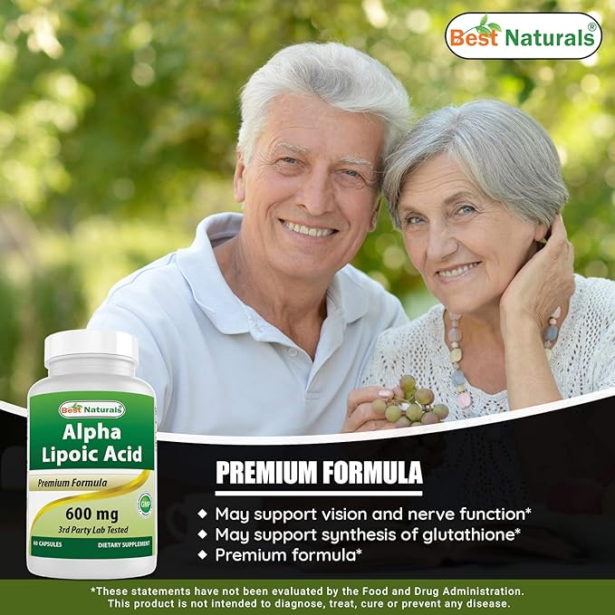 Best Naturals Alpha Lipoic Acid 600 mg &amp Quercetin with Bromelain