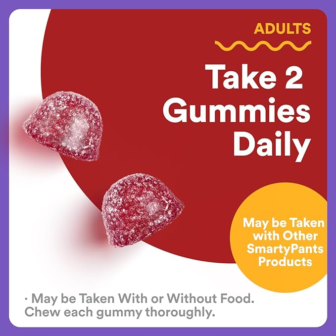 SmartyPants Adult Stress Support Gummies: Fast-Acting Calm &amp Mood Support with L-Theanine 200mg &amp Ashwagandha (Sensoril) Non-Drowsy Mixed Berry Flavor 60 Count (30 Day Supply)