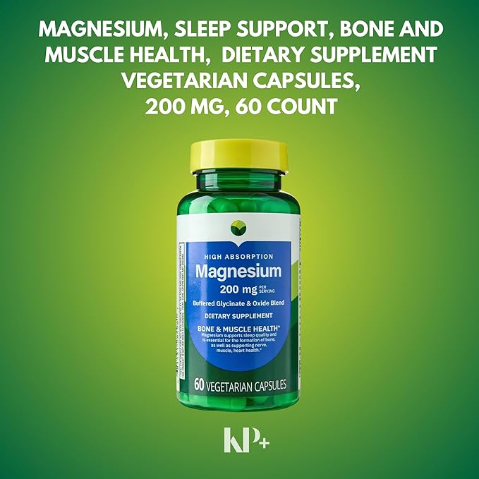 KP+ Magnesium 200 mg | Sleep Support | Bone &amp Muscle Health | 60 Vegetarian Capsules | Pack of 3