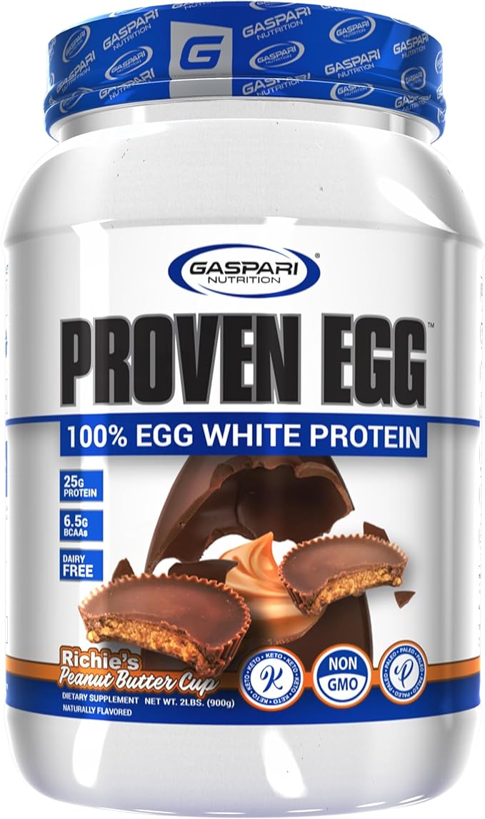 Gaspari Nutrition Proven Egg 100% Egg White Protein 25g Protein Keto Friendly Dairy and Lactose Free Soy Free (2 lbs Peanut Butter Cup)