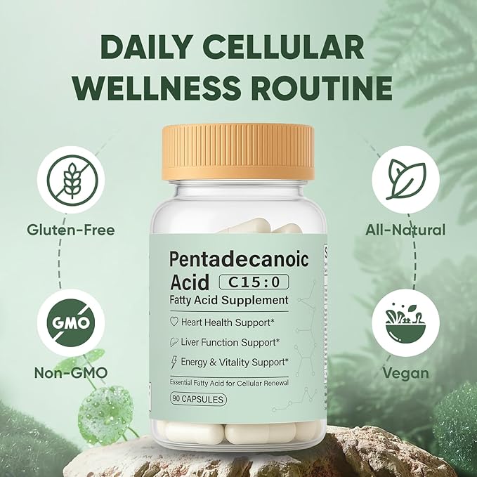 Pentadecanoic Acid Capsules C15:0 Fatty Acid Supplement – Pure Plant-Based Essential Fatty Acid - 90 Vegan Capsules (1)